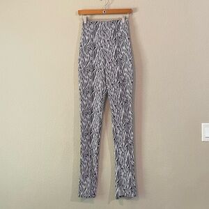 Pretty Little Thing Black & White Zebra Print High-Waist Split Hem Leggings